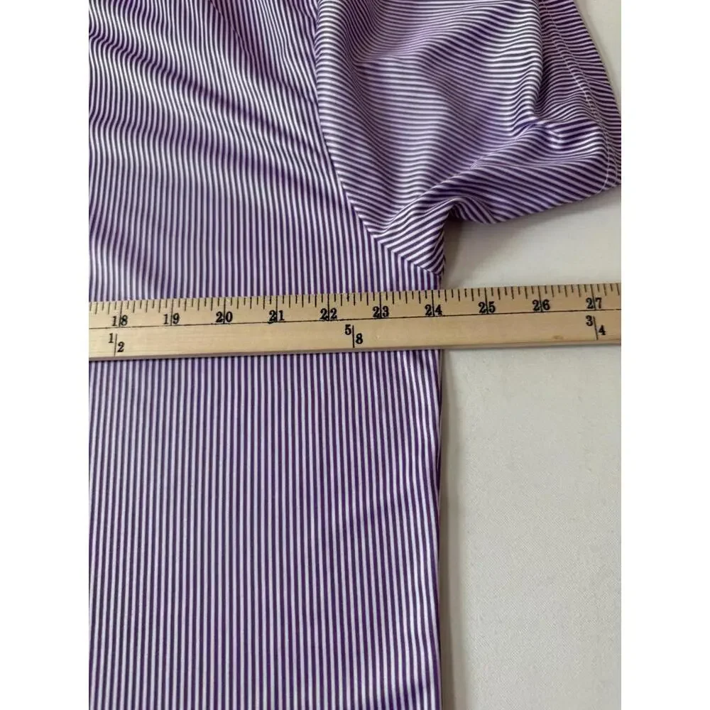 Collars and Co Dress Polo XXL Purple Striped Stretch Shirt - Picture 4 of 5